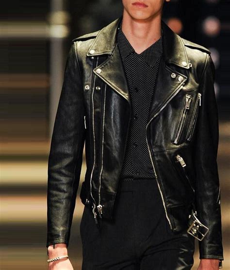 yves saint laurent leather jacket turtleneck|saint laurent jacket men's.